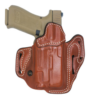 DeSantis Vengeance Scabbard tan leather OWB holster, right hand, belt slide