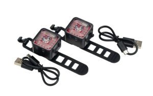 Hornady HIT Target Impact Indicator 5-pack, small black cube LED units with charging cables