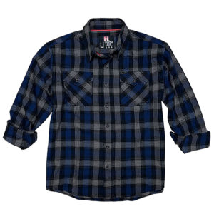 Hornady Gear 32203 flannel shirt large navy black gray front view