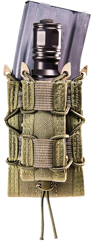 High Speed Gear Double Decker TACO MOLLE pouch in OD Green showing dual magazine compartments