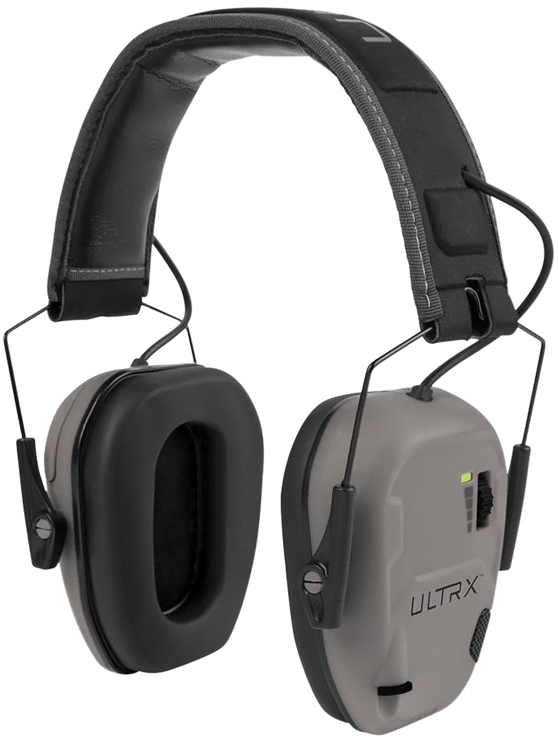 Allen ULTRX Bionic electronic earmuff in cement gray, over-the-head design, NRR 22 dB