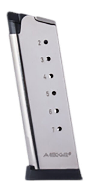 Mec-Gar 1911 Officer 7rd .45 ACP nickel magazine with removable buttplate
