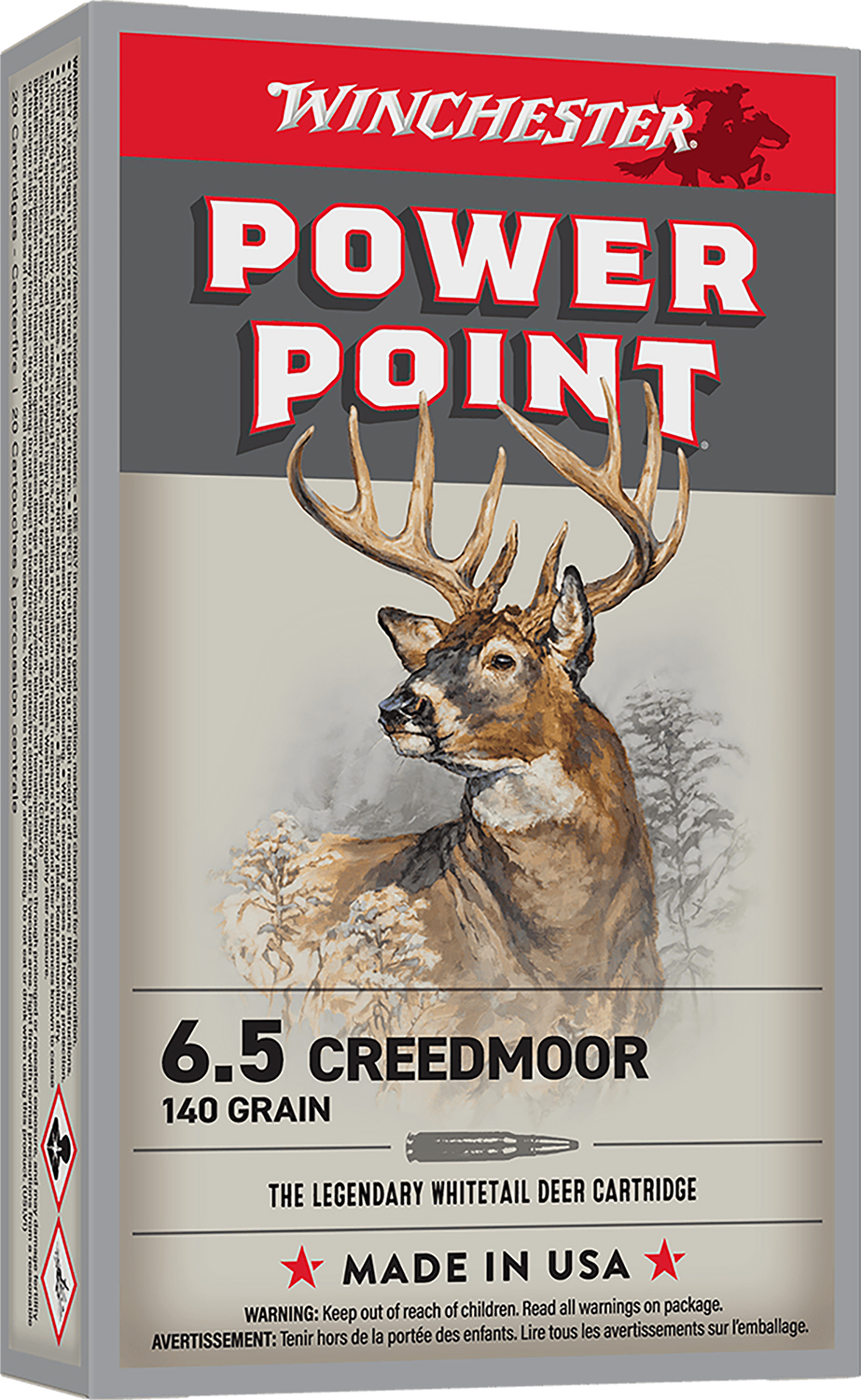 Winchester Power-Point 6.5 Creedmoor 140gr jacketed soft-point 20-count box