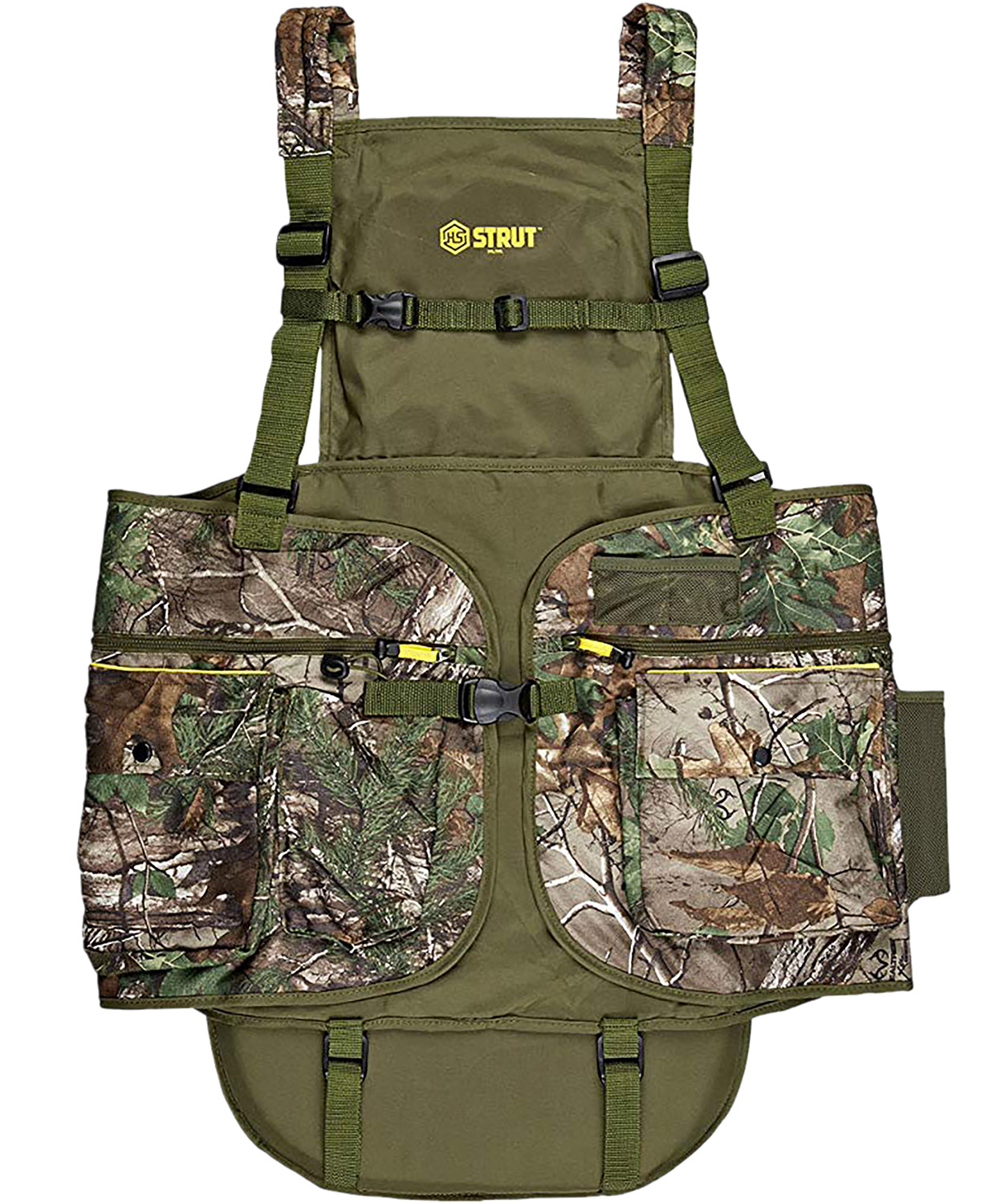 Hunters Specialties HS Strut turkey vest in Mossy Oak Obsession camo with multiple pockets and foam seat