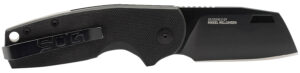 SOG Stout SJ folding knife with stonewashed Cryo D2 blade and black textured G10 G10 handle