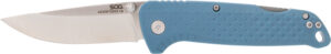 SOG Adventurer LB folding knife, 3.50 inch satin drop point blade with Nordic Blue textured handle