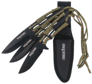 Cold Steel 3-pack 4.4-inch throwing knives, 420 stainless, black oxide, paracord handles