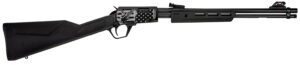 Rossi Gallery RP2218SY-EN18 18-inch .22 LR pump rifle with black synthetic stock and distressed American flag receiver