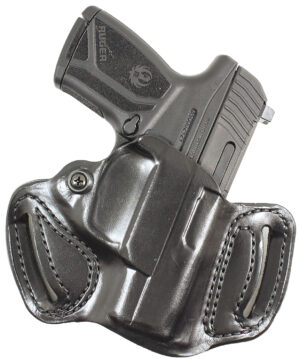 DeSantis Mini Slide black leather holster, Rost Martin RMIC fit, right-hand, belt-loop mount