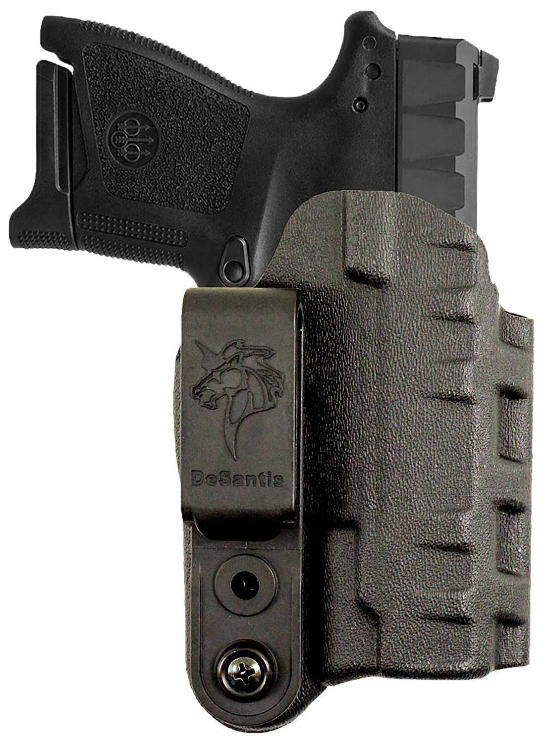 DeSantis Slim-Tuk IWB Kydex holster in black with 1.75-inch nylon clip
