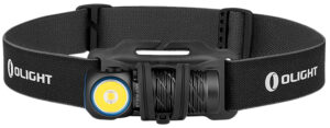 Olight Perun 2 Mini black rechargeable LED headlamp on adjustable headband