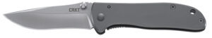CRKT 6450S Drifter folding knife, 2.88in 8Cr14MoV drop point blade, silver stainless steel handle