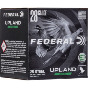 Box of Federal Upland Steel 28 gauge shotgun shells with #7.5 steel shot