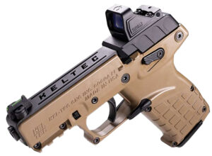 Kel-Tec P17 .22 LR optics-ready pistol in tan with Viridian RFX-11 optic and holster