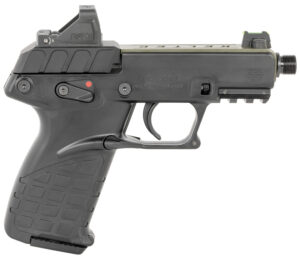 Kel-Tec P17 .22 LR pistol 3.80 inch barrel green and black with optic and holster