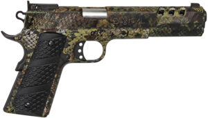 Iver Johnson Eagle XL10P Swamp Snake 10mm long slide 1911 pistol with G10 grips and Swamp Snake hydrographic finish