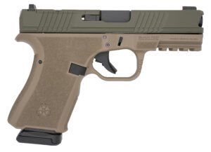 Black Rain Ordnance Frontline 9mm 4-inch pistol in Flat Dark Earth and Olive Drab Green Cerakote with optic-ready slide