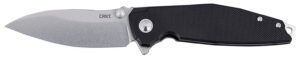 CRKT 2540 IBISD  EDC 3.09" Folding Plain Stonewashed D2 Steel Blade, Black G10 Handle