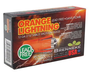 Brenneke Orange Lightning 12 Gauge 2.75in lead-free sabot slug ammunition box