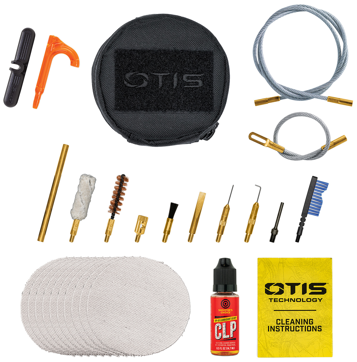 Otis 9mm Pistol/Rifle Cleaning Kit softpack with cables, brushes and maintenance tools