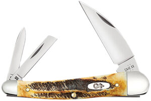Case 65347 Seahorse Whittler folding knife, Tru-Sharp SS blades, Burnt Dark Amber BoneStag handle