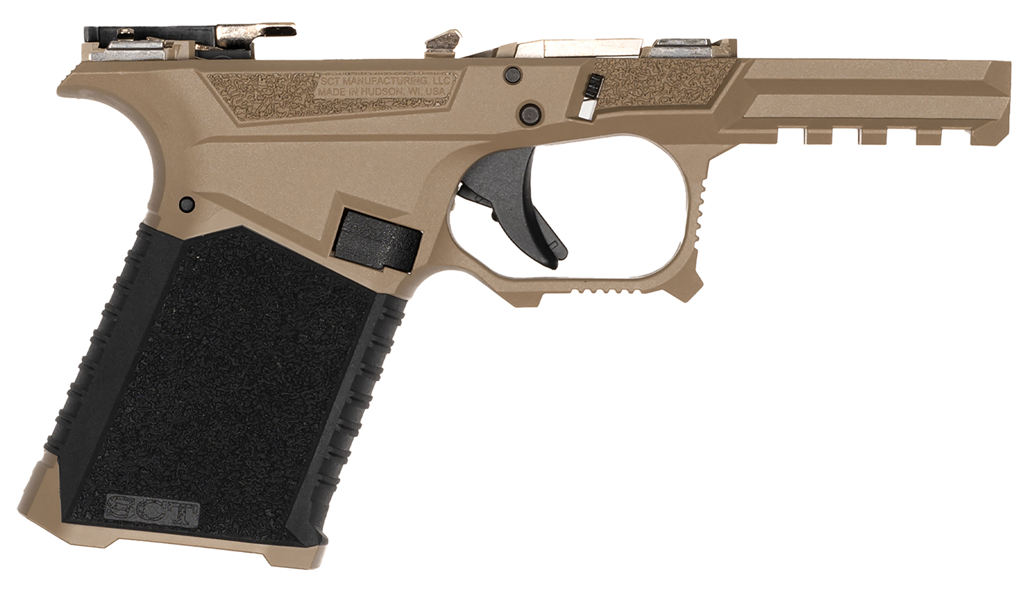 SCT 19 Overmold Frame Flat Dark Earth with Black accents for Glock 19