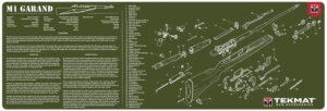 TekMat 12x36 Olive Drab M1 Garand cleaning mat with exploded parts diagram