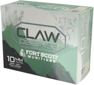 Fort Scott Munitions Claw Defense 10mm 190gr flat-nose handgun ammunition 20rd box