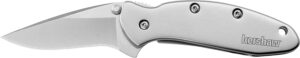 Kershaw Chive 1.90 inch drop point folding knife with bead-blasted stainless handle