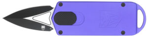 Cobratec CTASPPUR ASP 1.94 in OTF dagger, D2 steel blade, purple aluminum handle