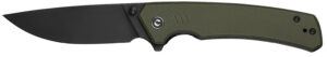 Civivi Knives C24012-2 Merit  3.28" Folding Drop Point Plain Black Stonewashed 14C28N Steel Blade, OD Green Textured G10 Handle
