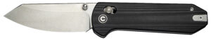 Civivi Knives C23073-1 Yonder  2.88" Folding Spey Point Plain Stonewashed 14C28N Steel Blade, Black Textured G10 Handle