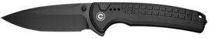 Civivi Knives C22025D-1 Sentinel Strike II 3.70" Folding Plain Black Stonewashed Nitro-V Steel Blade, Black Textured FRN Handle