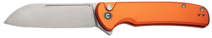 Civivi Knives C20022B-2 Chevalier II  EDC 3.47" Folding Sheepsfoot Plain Satin 14C28N Steel Blade, Orange Aluminum Handle