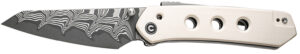 CIVIVI Vision FG folding knife closed with Damascus reverse-tanto blade and ivory G10 handle