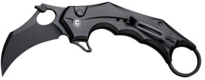 Civivi Knives C16016B-1 Incisor II  2.02" Folding Karambit Plain Black Nitro-V Steel Blade, Black w/Finger Ring Aluminum Handle