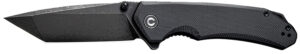 Civivi Knives C2023C Brazen  3.46" Folding Tanto Black Stonewashed D2 Steel Blade, Black Textured G10 Handle