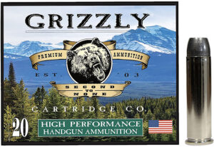 Box of Grizzly Ammo .357 Magnum 180 gr Wide Flat Nose Gas Check ammunition, 20 rounds