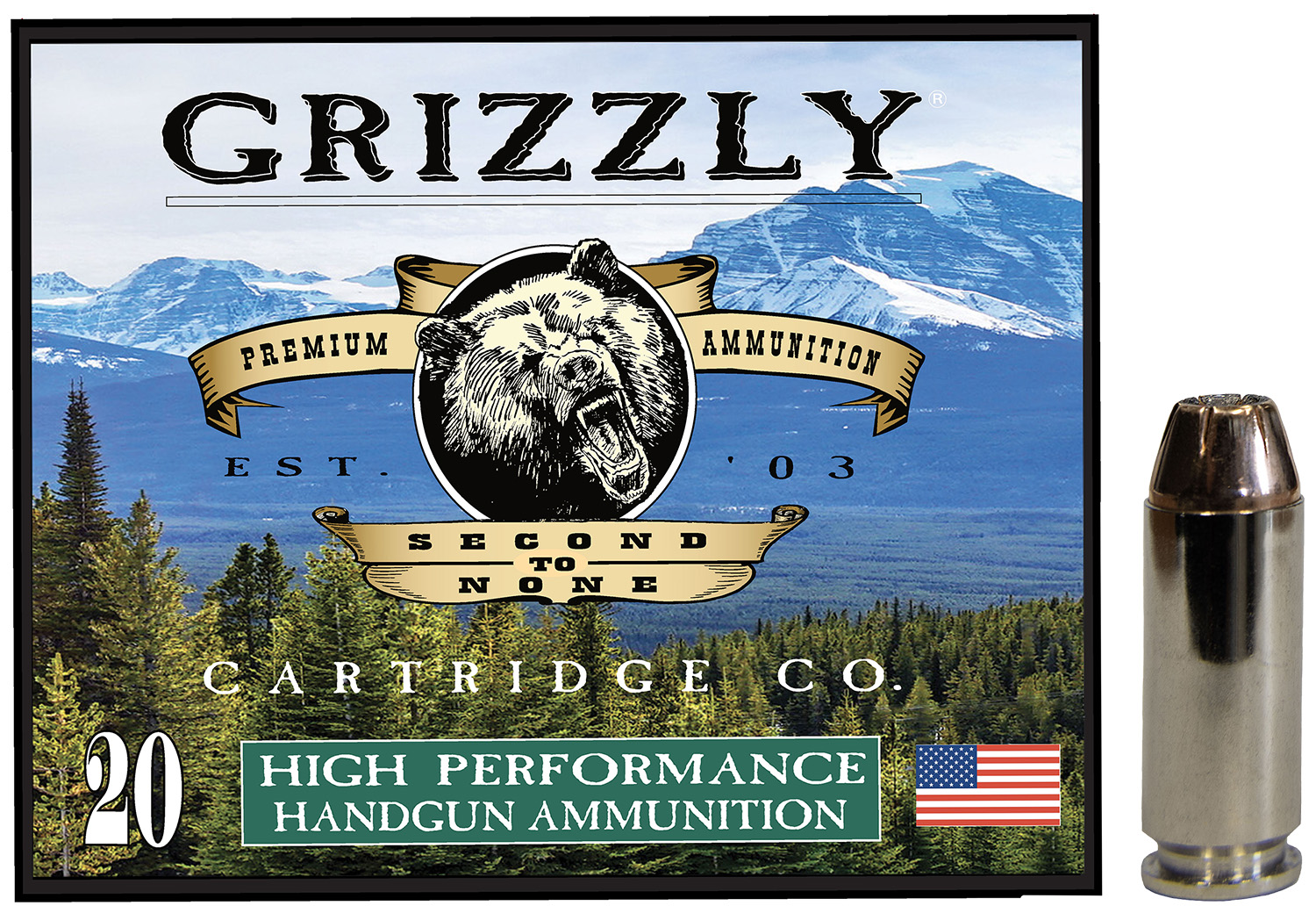 Grizzly Ammo GC10M4 10mm Auto 180gr Jacketed Hollow Point 20-round box