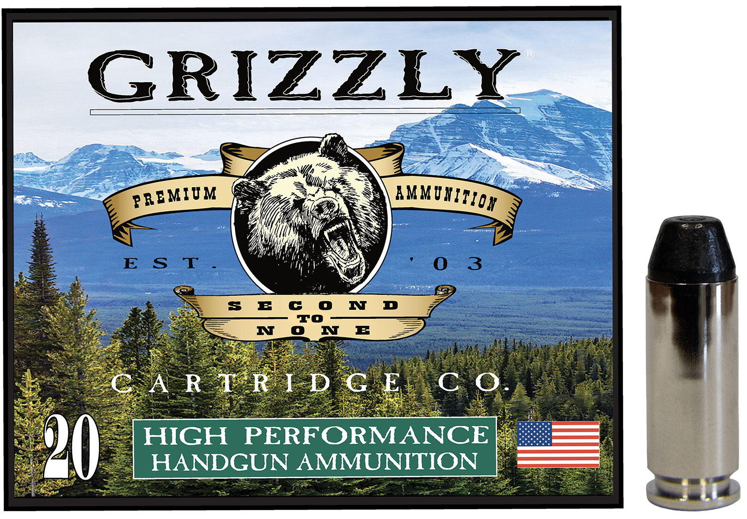 Grizzly Ammo GC10M10 10mm 220 gr Full Metal Jacket Flat Point 20-round box