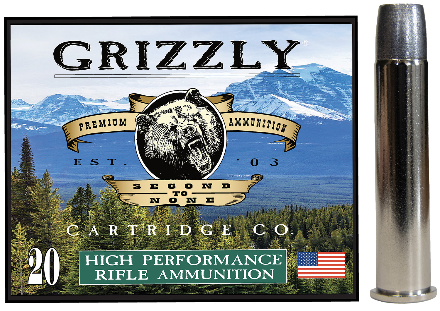 Grizzly Ammo GC45/70+P5 45-70 Government 405 gr Wide Long Nose Gas Check, 20 rounds per box