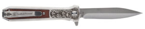 Smith & Wesson Unwavered 3.5 inch folding dagger knife with rosewood handle and stainless blade