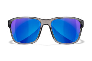 Wiley X Trek AC6TRK09 M/L blue mirror polycarbonate lenses, gloss crystal dark gray Triloid nylon frame safety glasses