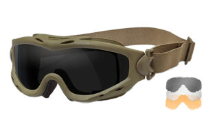 Wiley X SP293T Spear goggles tan frame with smoke, clear and light rust lenses