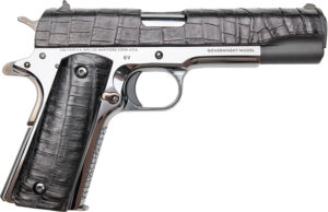 CNC FIREARMS CNCGATOR45 Colt 1911 .45 ACP 5-inch black DLC with black alligator leather grips