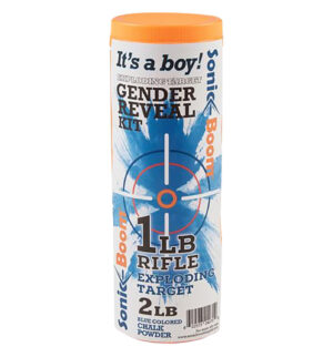 Sonic Boom Gender Reveal Kit Boy 1 lb exploding rifle target canister with blue chalk