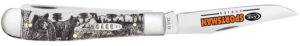 Case Sportsman Trapper knife 3.24/3.27 Tru-Sharp SS blades natural bone handle bear engraving