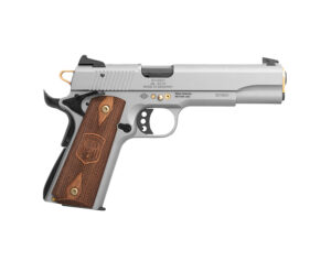 GSG 1911 15th Anniversary .22 LR 5-inch threaded barrel Frost Gray gold accents wood grips