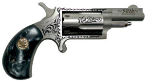 NAA 50th Anniversary Mini-Revolver .22 WMR stainless engraved with black pearl grip