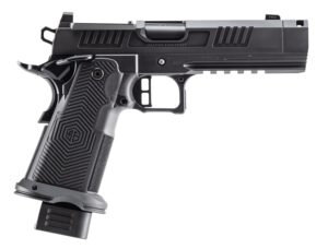 Alpha Foxtrot AF1911 Romulus 9mm pistol with 4.25in compensated threaded barrel and Black DLC finish